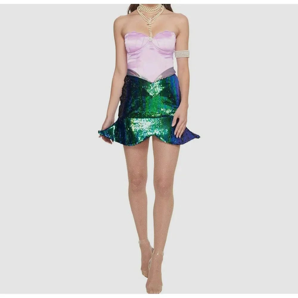 $159 Melonhopper Women's Purple Sea Queen Mermaid Halloween Costume Dress Size L